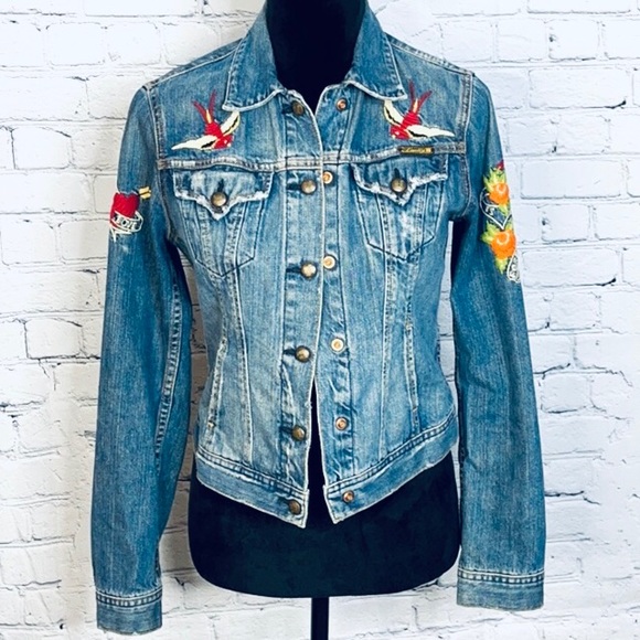 Lucky Brand Jackets & Blazers - Lucky Brand Denim True Love is Forever Tattoo Jacket Medium